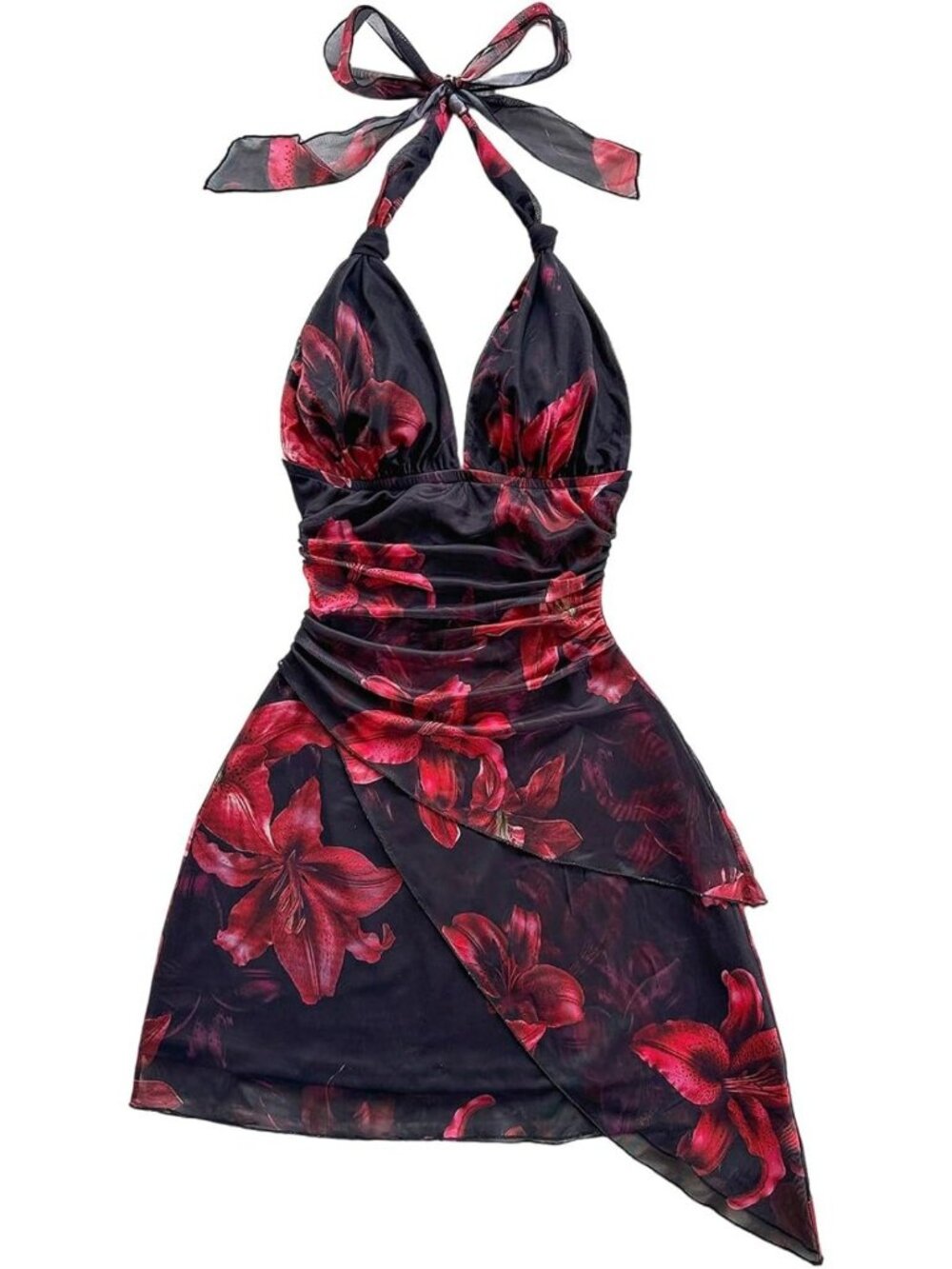Y2K Summer Beach Halter Mini Dress for Women | Trendy Vacation Outfit